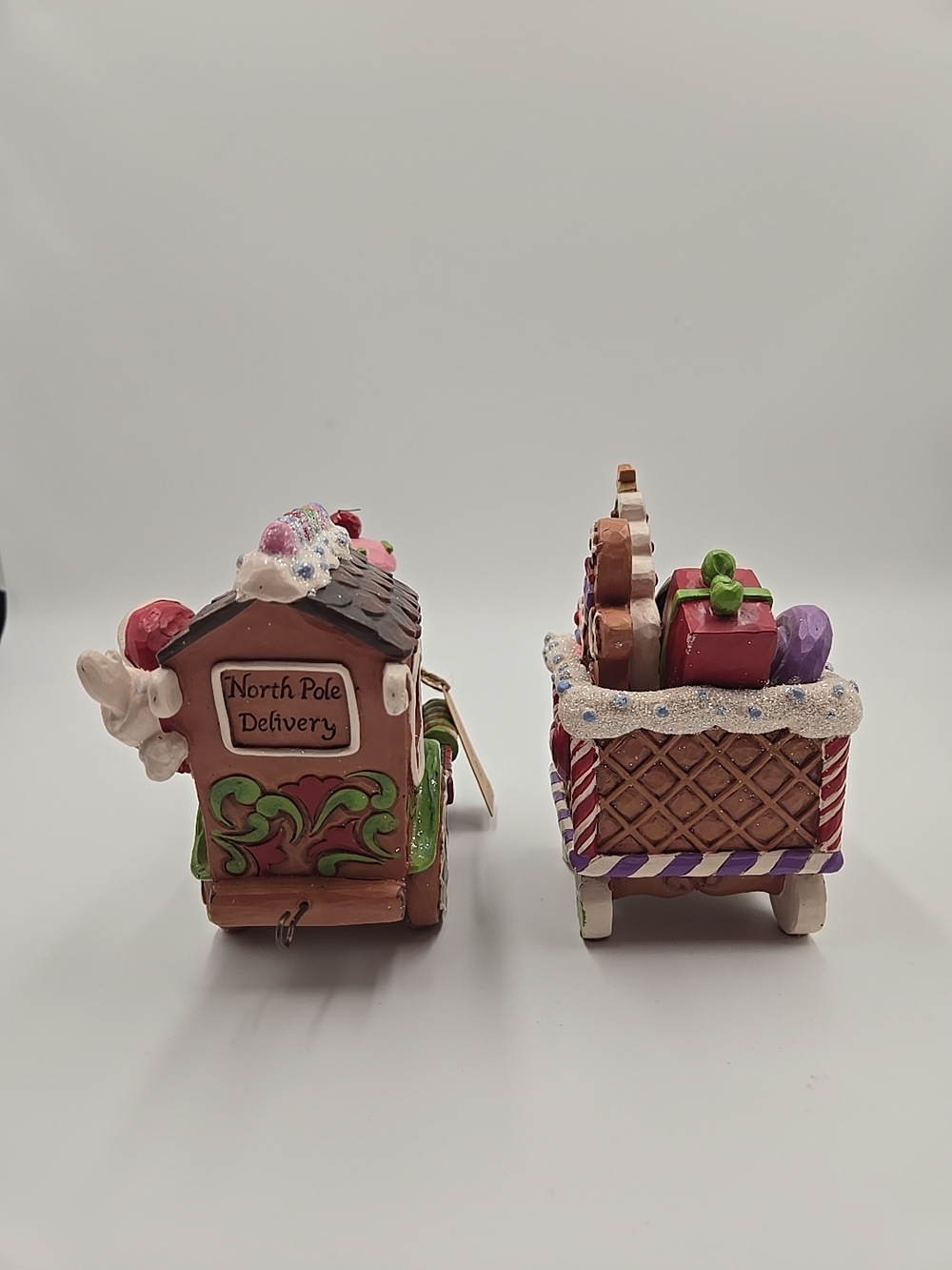 Jim Shore "Gingerbread Christmas" Train Engine And Railway Car Figurines - Picture 6 of 12